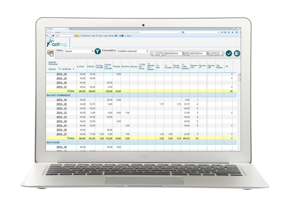 Compteurs d'heures - Module de gestion des temps de présence et pointage de Fastilog, logiciel RH de gestion des temps et des activités